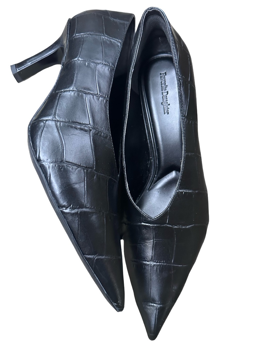 Favorite Daughter Black Croc Leather
Pointed Toe Kitten Heel Pump Size 9.5 - Picture 3 of 6